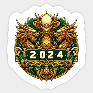 Wooden Gold Green Dragon 2024 No.3 Sticker